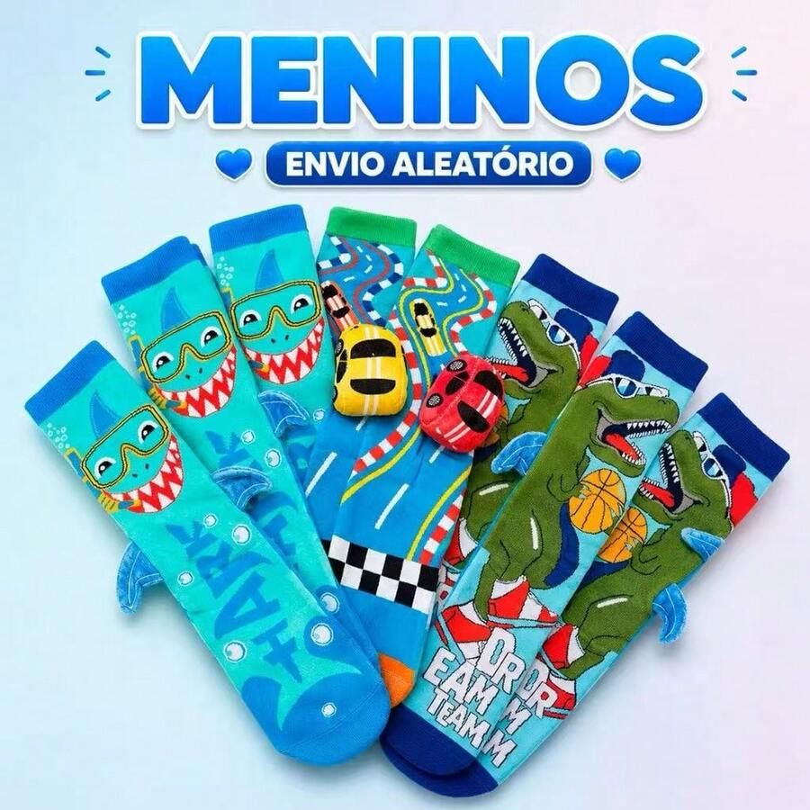3D Fun Kids' High-Top Socks, One Size, Random Colors, Boy Or Girl MI 3D - MENINO Aleatório - View 1