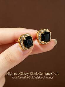 1 Pair Gold Elegant Exquisite Jewelry Cute Summer Vintage Fashion Minimalist Niche Elegant Versatile Dangle Artificial Zirconia Pierced Ear Stud Earrings Set Suitable For Women Daily Wear Holiday Wedding Banquet - Gold - View 3