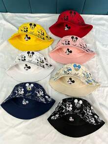 Disney 米奇可翻轉雙面可穿戴印花漁夫帽，男女通用，休閒風格，防紫外線，輕便戶外旅行沙灘遮陽帽 - 彩色 - 查看 8