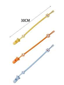 3pcs/1pc Silicone Pacifier Clip, Silicone Teether Clip Pacifier Chain With Clip, Anti-Drop Teether Chain, Baby Soothing Pacifier Chain, Baby Teething Stick Bite Rope Anti-Loss, Suitable For Baby Boys And Girls - Flexible Rust-Free Bracket For Teething Relief And Baby Essentials - Multicolor - View 9