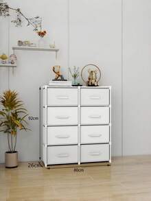 1pc Minimalist Multi-Color Fabric Drawer Cabinet, Black/Grey/White Freestanding Stackable Bedside Storage Rack, Metal Frame Space-Saving Vanity Cabinet, Suitable For Dorm, Apartment And Bedroom, Back To School And Moving Essentials, Laundry Room And Home Daily Storage - Multicolor - View 12