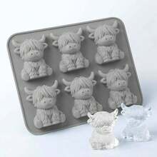 6pcs Mini Highland Cow Silicone Ice Trays, Cute 3D Ice Molds, Reusable And Easy To Release, Suitable For Drinks, Baking, Parties And Gifts, Kitchen Essential - Multicolor - View 14