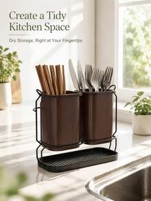 1pc Utensil Holder - Chopsticks, Spoons, Forks, Knives Multi-Purpose Kitchen Storage Box - Home And Commercial Use Utensil Storage, Suitable For Kitchen Countertop, Farmhouse Style Utensil Storage, Kitchen Storage - Multicolor - View 1