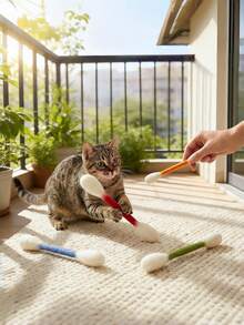 6 pezzi Bacchetta interattiva per gatti, giocattoli per gatti, 6 colori, adatti per alleviare la noia in casa, corda masticabile durevole per la cura dentale, grande palla da calcio per gatti, giocattolo interattivo, accessori regalo - Multicolore - Visualizzare 5