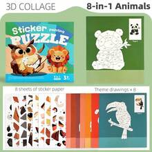 Children's 3D Sticker Puzzle, Sticker Puzzle Picture Book, Preschool Quiet Book, Montessori Kindergarten Learning Activity, Suitable For Children 3 Years And Older, Educational Matching Autism Sensory Travel Toy - Multicolor - View 15