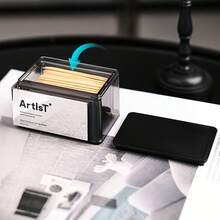 1pc Dustproof Minimalist Press Pop-Up Toothpick Organizer Transparent Square Single Hole Toothpick Holder Portable Storage Box Ideal For Dining Room Kitchen Counter Coffee Bar Bathroom Vanity Daily Use - View 6