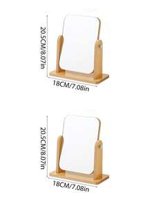 1/2pcs Rotating Vanity Mirror With Wooden Base, Polished Surface, Adjustable Desktop Makeup Mirror, Suitable For Bedroom, Bathroom, Daily Skincare And Makeup, No Battery Required - Wood Color - View 14