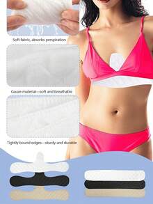 1/10/20 Pairs Reusable Absorbent Breast Pads, Washable Sweat-Absorbing Women's Breast Pads, Soft Comfortable Fabric Daily Bra Liners, Suitable For Breastfeeding, Stackable Breast Pad Set - Multicolor - View 3