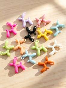 10-50pcs Mixed Color Balloon Dog Resin Beads, Cute Glossy 3D Dog-Shaped Spacer Beads For Handmade Crafts, Nail Art, Hair Accessories Decoration - Multicolor - View 3