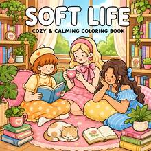 Soft Life2: Livro de Colorir da Série Vida de Meninas Fofas, 24 Páginas de Rabiscos Divertidos, Adequado para Relaxamento, Aniversário de Meninas, Aniversário, Reunião de Melhores Amigas, Volta às Aulas, Halloween, Presentes de Natal, 7,9x7,9 Polegadas, com Bloco de Papel - vida suave2 - Visão 10