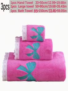 1/2/3 Stück Korallenfleece saugfähiges besticktes Schleifen-Spitzen-Mikrofaser Badehandtuch oder 1 Stück Handtuch modischer Stil Zuhause Handtuch Badezimmer Badetuch weich hautfreundlich Badezimmer Gesichtshandtuch geeignet für Badezimmer, Hotel, Fitnessstudio, Sport, Outdoor, Strand, Schule, Schulanfang, Haushaltsartikel, Handtuch, Hautpflege - Heißes Pink - Übersicht 7