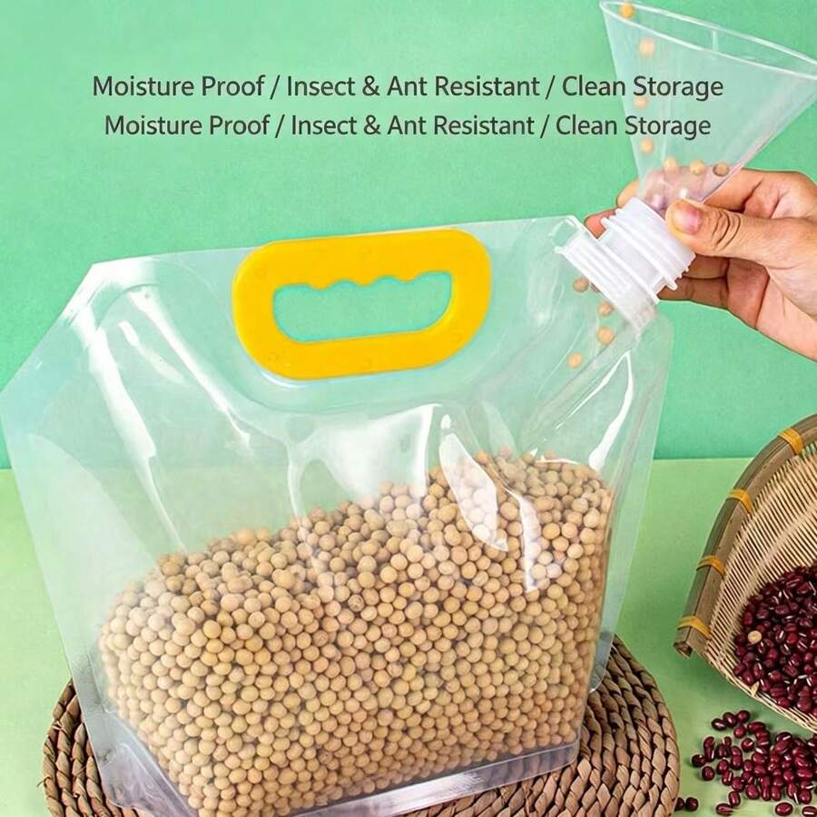 5 Reusable Food Storage Bags With Spout - Leak-Proof Seal, Stand-Up, Freezer And Microwave - Perfect For Lunch, Meat, Fruit And Vegetables - Essential Kitchen Organization Tool - View 1
