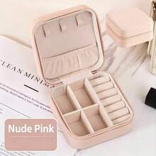 1pc Women's Portable Multi-Compartment PU Leather Anti-Oxidation Jewelry Storage Box, Minimalist Luxury Travel Commute Earring Necklace Ring Organizer, Valentine's Day Gift - Multicolor - View 8