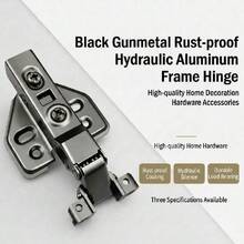 1pc Gun Gray Aluminum Frame Cabinet Door Hinge Straight Arm, Suitable For Display Cabinet And Glass Door Soft Close Damper, Metal Finish - B - View 1