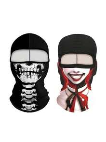 1pc/2pcs Unisex Elastic Sweat-Absorbing Printed Motorcycle Riding Face Mask Head Cover, Suitable For Hiking, Outdoor Leisure, Motorcycle Riding, Daily Outings, Party And Cosplay - Multicolor - View 14