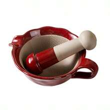1 Set Japanese Style Mortar And Pestle, Vintage Glazed Ceramic Grinding Bowl, Seasoning Grinding Set, Suitable For Grinding Herbs, Garlic, Avocado, Pepper, Etc., Perfect Choice For Farmhouse Kitchen Decor And Supplies - Multicolor - View 8