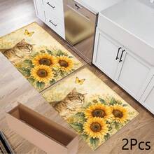 1pc Pet Sunflower Print Pattern Drainage Mat/Absorbent Mat/Drying Mat Coffee Machine Tableware Drying Mat - Absorbent Polyester Tabletop Protector With Rubber Non-Slip Backing, For Kitchen Countertop Decoration - Home Bar And Dining Table Placemat - Multicolor - View 11