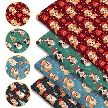 1pc Christmas Cute Dog Print Fabric - 59 X 19.68 Inches (150 X 50 Cm) Pre-Cut Polyester Fabric With Santa Hat Dog Pattern - Suitable For DIY Sewing, Scrapbooking, Tablecloths And Crafts - Christmas - View 7