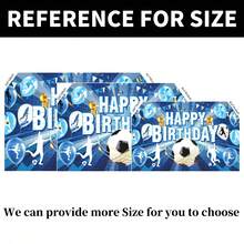 1pc Football Birthday Party Background Banner, Blue Football Happy Birthday Banner Large Sports Football Birthday Background Photo Booth Props Football Theme Birthday Party Decoration - Multicolor - View 3