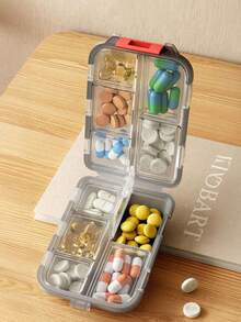 1pc Travel Pill Box, Portable Storage Container With Sealed Compartment Design, PP Plastic Material, Suitable For Car, International Travel And Various Occasions, Convenient For Organizing Medications - View 3