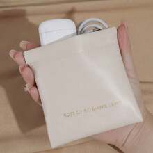1pc Travel Portable Storage Pouch, Mini Organizer Bag With Auto-Closing Snap, PU Coin Purse, Wired Earphone Storage Bag, Mini Portable Lipstick Makeup Bag,Back To School - Brown - View 4
