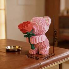 This 3800-Piece Building Block Romantic Bear, Holding A Single Rose, Is A Perfect Gift And An Excellent Choice For Couples And Parents. The Assembly Difficulty Is High. It Is A Perfect Gift For Christmas, Halloween, And The Back-To-School Season. - Multicolor - View 5