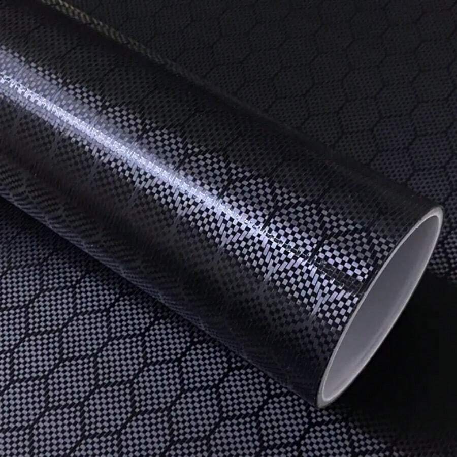 1pc Multi-Functional Black Forged Carbon Fiber Car Wrap Film, Hexagonal Honeycomb Pattern, New Car Color Change Sticker Film, Suitable For Car Interior And Exterior, Personalized Self-Adhesive, High Quality And Durable, Home Indoor Cabinet Sticker, Furniture Renovation, Wardrobe Door Sticker, Wall Sticker Film, Desktop Moisture-Proof And Waterproof Self-Adhesive Kitchen Oil-Proof Sticker, Home Sticker Film