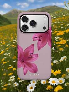 GIIPPA 1 Pc Phone 17 Pro Max Case With Pale Pink Base And Fuchsia Lily Pattern Design, Suitable For Phone 16 Pro Max, 15 Pro Max, 14 Pro Max, Korean Stylish And Interesting Phone Case, Compatible With 11/12/13/14/15/17 Pro Max Plus, Elegant Design Suitable For Both Men And Women, Ideal Gift For Girlfriend On Christmas, Valentine's Day, Easter, Wedding Season And Birthday - Multicolor - View 7
