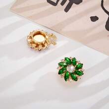 1 Pc Multicolor Rhinestone Flower Cufflinks, No-Sew Elegant Formal Shirt Accessories - Multicolor - View 9