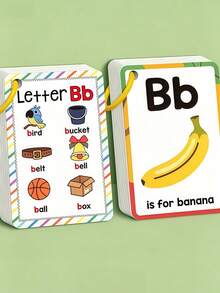 Alphabet Phonics Flash Cards For Toddlers, 26 ABC Letter Learning Word Cards With Pictures, Preschool Kindergarten Educational Vocabulary Flashcards, Kids Early English Spelling Learning Game, Sight Words Flashcards With Ring For Boys Girls Ages 3-6 - Multicolor - View 1