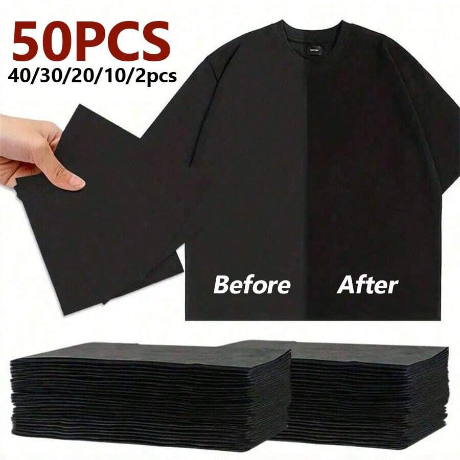 50/40/30/20/10/2pcs Color Enhancing Sheets, Deep Black Tone, Non-Woven Fabric Material, Restore Faded Clothes, Enhance Color Saturation And Add Soft Luster, Simply And Effectively Restore Clothes To Like-New Condition - Black - View 1