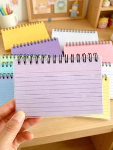 1pc/4pcs Multicolor Spiral Bound Grid Sticky Note Cards, 200 Sheets Total (50 Sheets Per Color). Equipped With PVC Cover, Size 2.95 * 4.92 Inches. Metal Spiral Binding, Portable, Color-Coded Tear-Off Coil Notebook American Style Sticky Note Index Cards Vocabulary Notebook Small Notebook - Multicolor - View 4