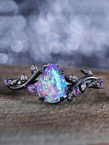 Juego de 2 anillos hermosos de circonita cúbica, adecuados para que las mujeres los usen, adecuados para boda, compromiso, fiesta de aniversario, regalo del Día de San Valentín - 1# - Ver 3