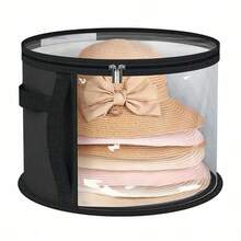 1 pièce Seau de rangement pour chapeau rond, sac de rangement pour chapeau transparent pliable avec fermeture éclair anti-poussière, portable unisexe, convient aux chapeaux à larges bords et aux chapeaux de cowboy, boîte de rangement pour chapeau, porte-chapeau, rangement de placard, boîte de rangement pour chapeau - Multicolore - Voir 4