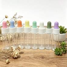 3/5pcs 0.17oz Clear Glass Dropper Bottles - Refillable Travel Size Bottles, Suitable For Essential Oils, Portable Empty Glass Tubes, Suitable For Skincare And DIY, Hand Washable Glass Bottles (Random Color) - View 1