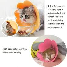 Adjustable Pet Elizabethan Collar, Suitable For Cats, Kittens, Rabbits And Other Pets, Protects Neck, Promotes Wound Healing, Practical Neck Guard, Yellow Flower Design - Multicolor - View 4
