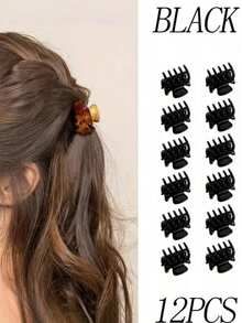 12pcs Women's Small Hair Clips, Solid Color, Compact, Versatile, Casual ABS Plastic (ABS Resin) Material, Bangs Clips, Side Clips, Firm Grip, Hair Accessories, Fashion Casual, Daily, Party, Outing, Holiday Gift - Multicolor - View 4