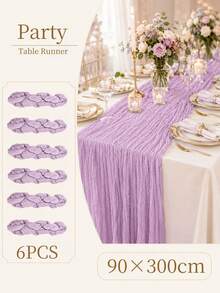 Light Purple Crinkled Gauze Table Runner, Soft Sheer Cheesecloth Fabric Table Runner (22 X 118 Inches / 10 Ft), Pack Of 1/6/10, Boho Rustic Wedding Table Decor For Party, Birthday, Baby Shower, Holiday Banquet, Home Dining Centerpiece Decor - Purple - View 10
