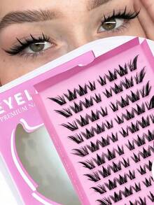 80片卡通狗狗風 D捲度自然感加厚 9-16mm 貓眼狐狸假睫毛，適合女性眼妝、派對、夜店、化妝初學者，可重複使用，瞬間放大效果睫毛簇，單簇假睫毛，分束假睫毛 - D - 查看 2