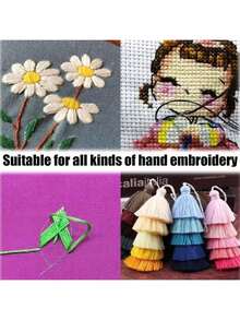150色十字繡線、100色刺繡線、50色聚酯纖維刺繡線，DIY編織配件，適合初學者，隨機配色 - 多色 - 查看 6