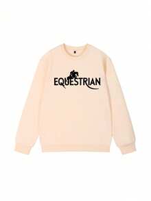 Teen Girl Casual Fun Print Crew Neck Long Sleeve Sweatshirt Autumn/Winter Top - Apricot - View 5