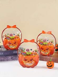 10 pièces/1 pièce Sacs cadeaux de bonbons en forme de chaudron d'Halloween, sacs cadeaux de fête avec poignée transparente, Halloween Truc ou Traite, convient pour les collations, les desserts et les fournitures de fête, décoration d'Halloween pour la maison, décoration de chambre, cadeaux d'Halloween, cadeaux de fête - Plusieurs styles - Voir 10