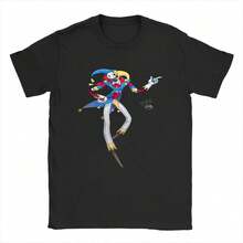 T シャツ無地 T シャツカジュアル コットン製 男女兼用半袖Tシャツ 青黄赤白のピエロキャラクタープリント カジュアルおしゃれ 日常外出やリラックスシーンに最適 柔らかく着心地抜群 - ブラック - チェックする 1