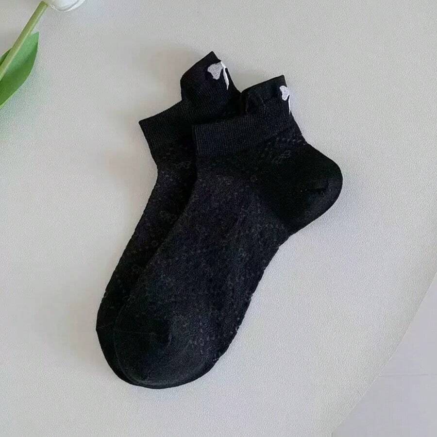 3/5/10/15 Pairs Women's Butterfly Pattern Short Socks, Summer Short Socks, Outdoor Casual Minimalist Style, Sweet Cute Butterfly Print, Suitable For Daily Wear - Black - View 1