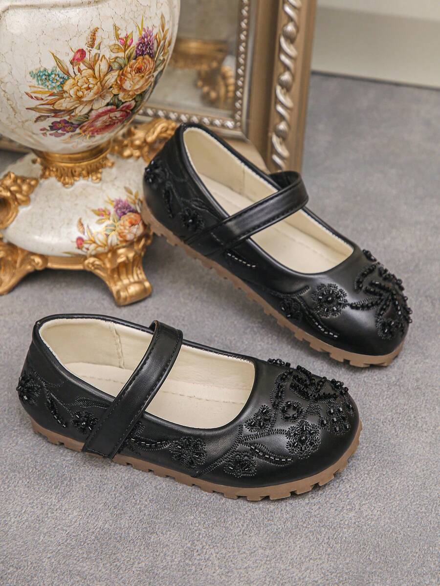 1 Pair Girls' Vintage Fashion Embroidered Mary Jane Shoes With Handmade ...