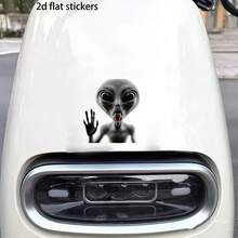 6 Inch Alien Sticker - Glossy Self-Adhesive Paper, Asymmetrical Shape, Suitable For Car, Laptop, Window, Wall - One-Time Decorative Sticker, Cute Sticker, Party Decoration, Matte Design - Multicolor - View 5