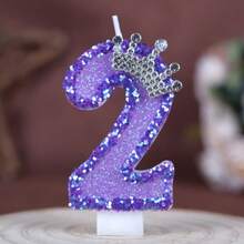 1件裝數字生日蠟燭,銀色皇冠裝飾蛋糕蠟燭,0-9紫色亮粉數字蠟燭,適用於生日蛋糕、大型節日派對,男女皆宜 - 紫色 - 查看 14