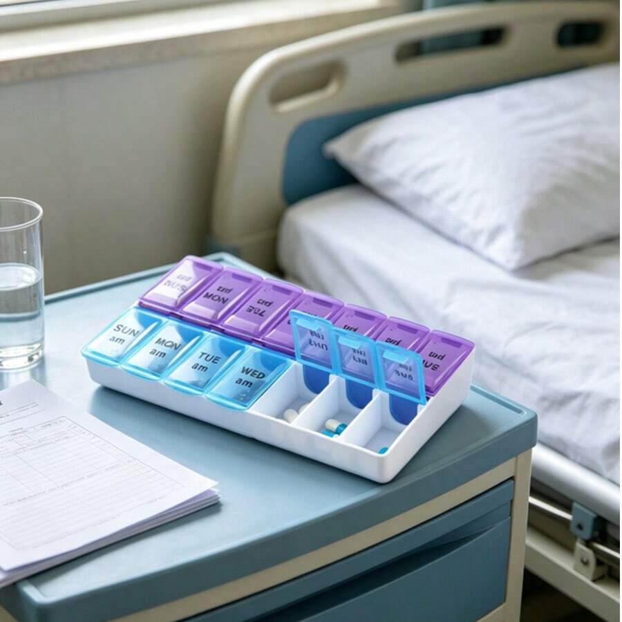 1pc/5pcs New Portable 7-Day Weekly Pill Box, 14-Compartment Vitamin Pill Storage Box, Suitable For Tablets, Medications, Fish Oil - Multicolor - View 1