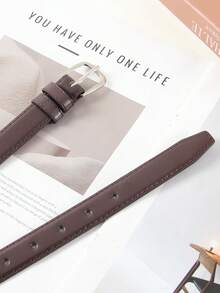 Women's Simple Yet Sophisticated Bright Silver Buckle Leather Belt, Student Youth Decorative Korean Style Waistband - Buckle - View 7