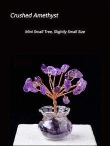 1pc Natural Crystal Tree Of Life Ornament, Handmade Healing Gemstone Wealth Tree, Suitable For Car, Home, Bedroom, Study, Living Room And Office Lucky Craft, Perfect Gift For Women - Multiple Styles - View 10